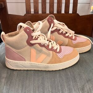 Veja Beige and Cream High-Top Sneakers